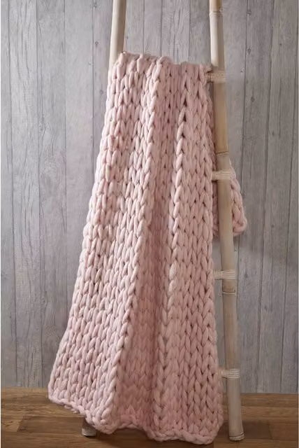 Rapport Home Pink Knitted Polyester Throw W/D/H: 120 x 150 cm