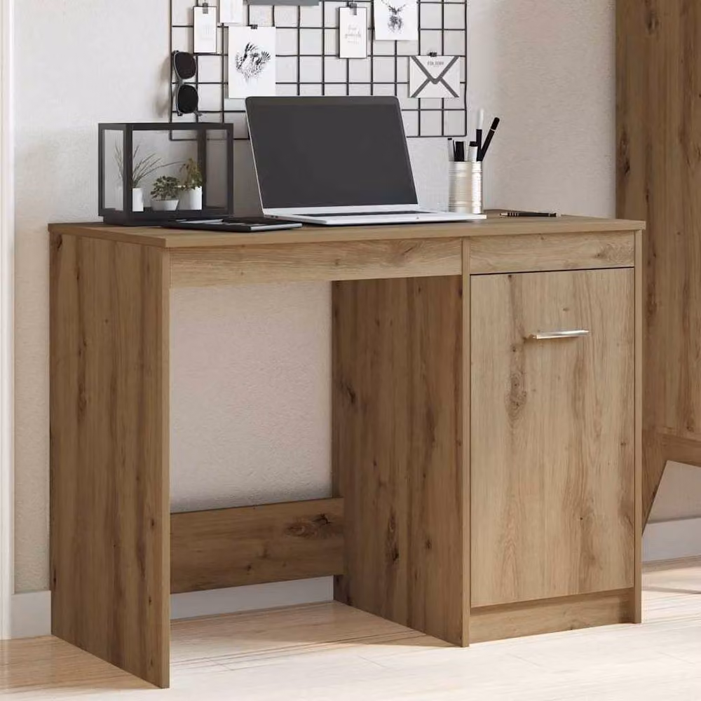 Berkfield Artisan Oak Writing Desk in Brown, W/D/H: 100 x 50 x 76 cm – 2