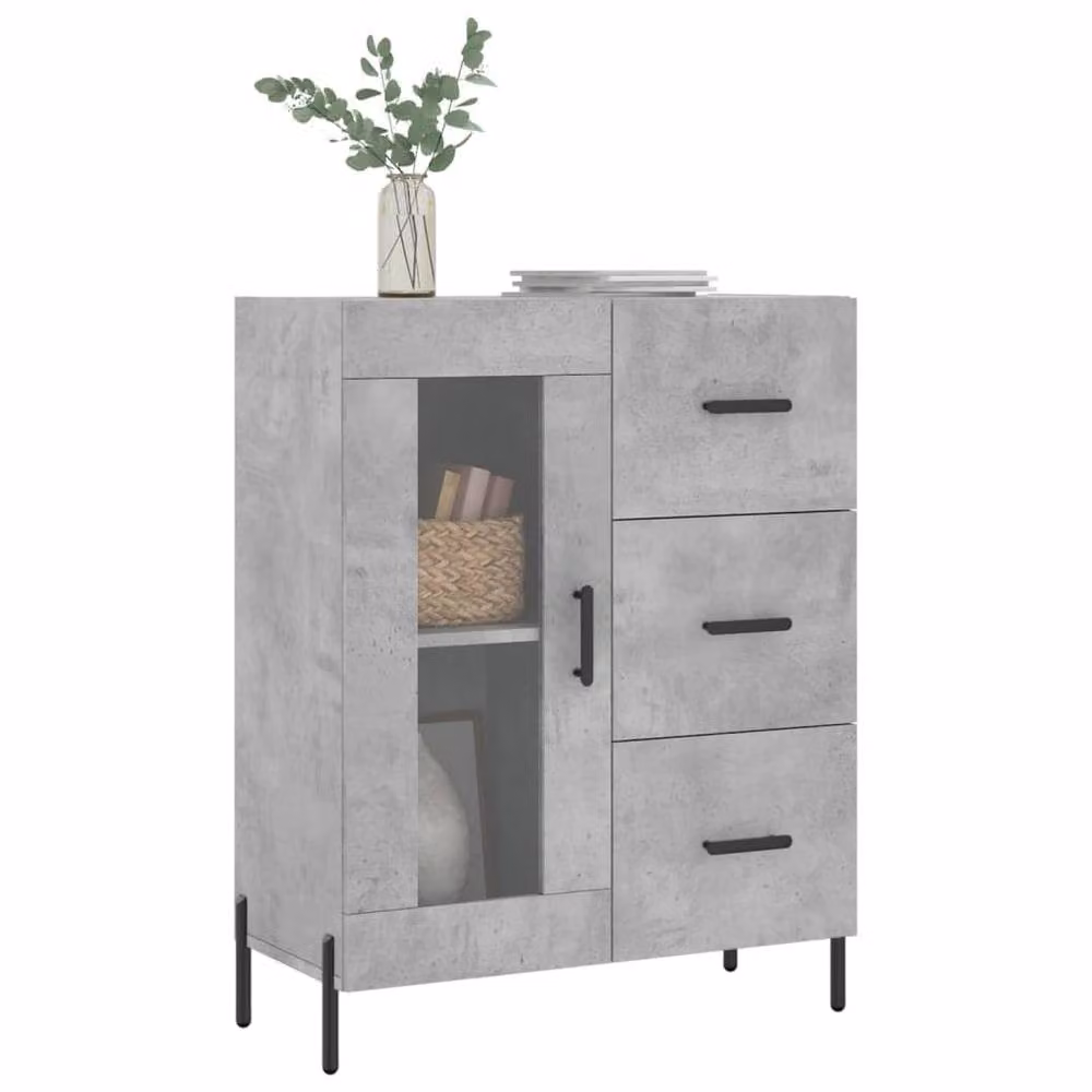 Berkfield Home Sideboard in Concrete Grey, W/D/H: 69.5 x 34 x 90 cm – 3