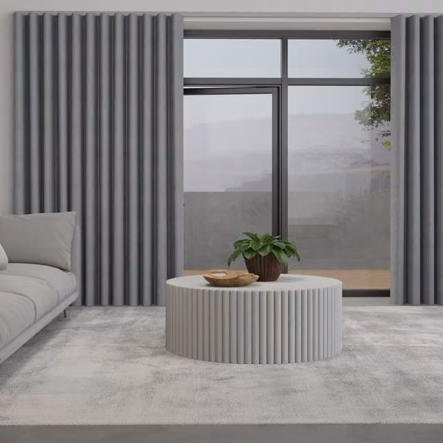 Terrys Mika Made to Measure Wave Blackout Fabric Curtain in Grey and Anthracite with Graphite Track