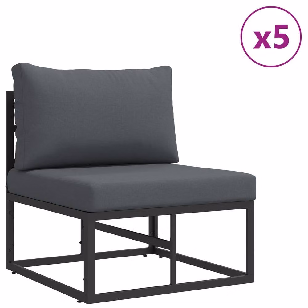 Berkfield Home 7 Piece Black Aluminium Garden Sofa Set with UV-Resistant Upholstered Cushions, W/D/H: 353 x 141.5 x 71 cm – 3