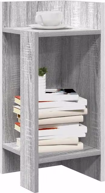 Berkfield Home Set of 2 Side Tables with Shelf, Grey Sonoma, W: 25.5 cm, D: 27 cm, H: 60 cm