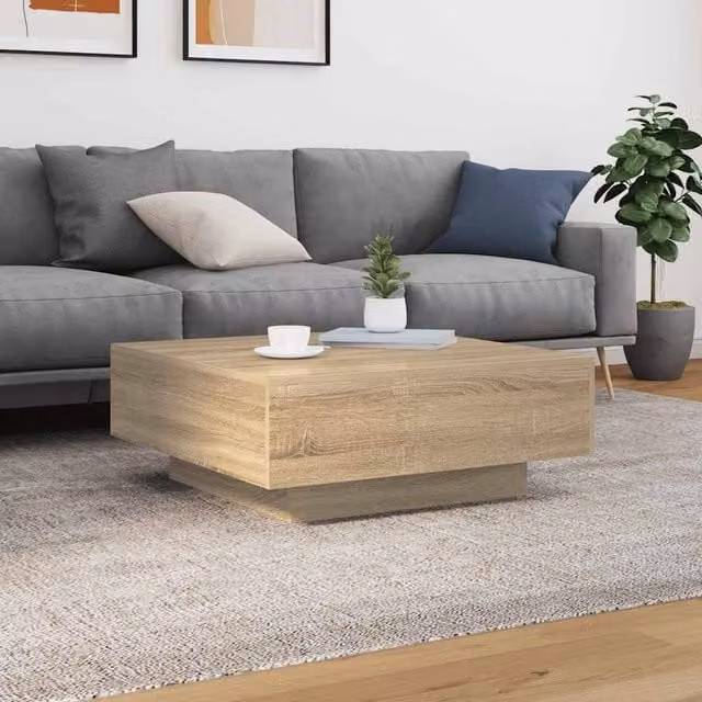 Berkfield Home Modern Square Coffee Table in Sonoma Oak, Beige, W/D/H: 80 x 80 x 31 cm – 1