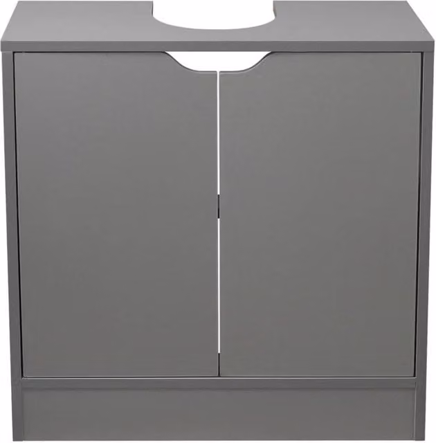 EONLION Modern Grey Matt Composite Freestanding Bathroom Sink Cabinet with Hinged Doors and Internal Shelves, W/D/H: 60 x 30 x 60 cm