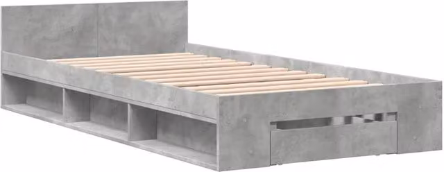 Berkfield Home Modern Single Bed Frame with Drawer in Concrete Grey, W/D/H: 90 x 190 x 45 cm – 1