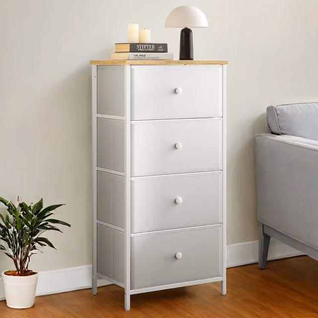 SONGMICS Minimalist 5-Drawer Fabric Storage Unit in White, Yellow or Cream