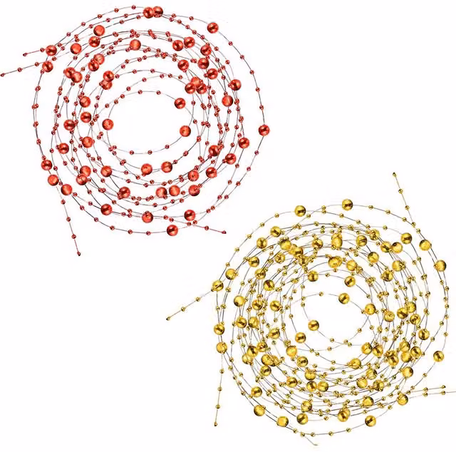 Neel Blue 9m Metallic Bead Chain Christmas Pearl Garland in Red and Gold