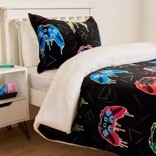 OHS Glow In The Dark Gaming Duvet Set, Black, 1.62kg