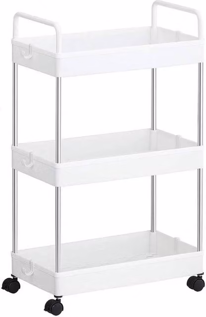 Kelvenix 3 Tier Storage Trolley Cart on Wheels in White