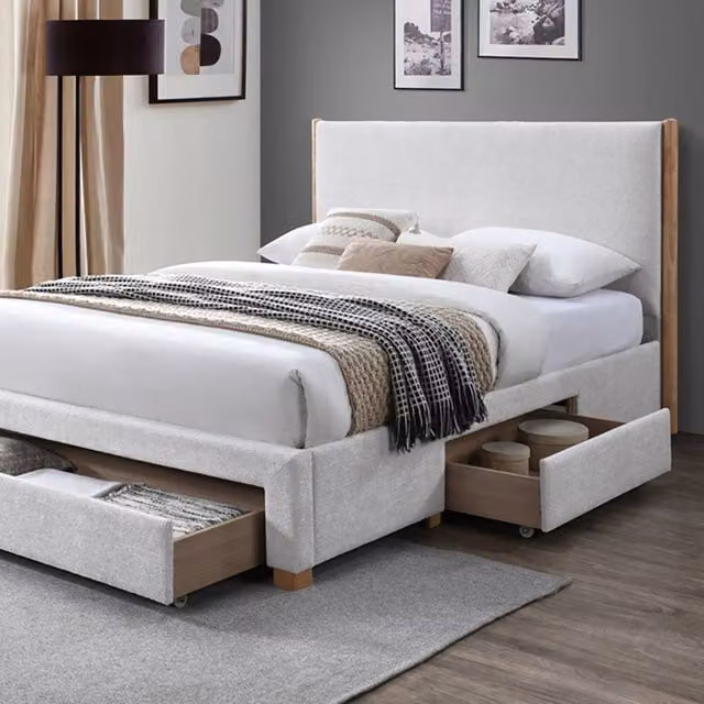 Snuggle Beds Pearl Bed Frame with Storage Drawers in Silver, Double (140 x 200 cm)