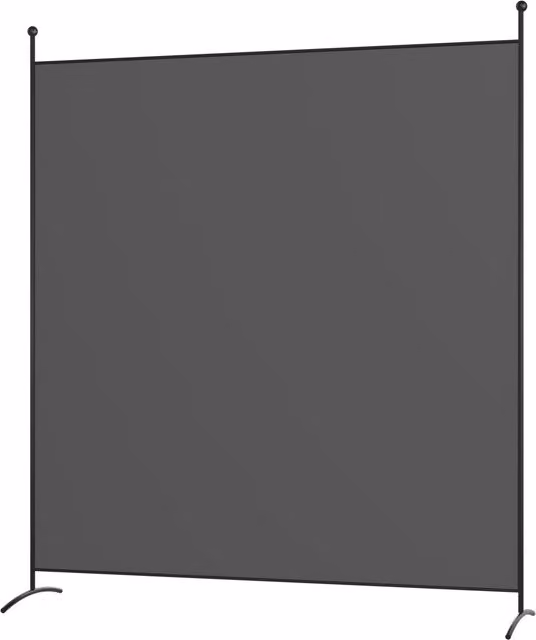 COSTWAY Single Panel Room Divider in Grey with Metal and Polyester Construction, H: 185 cm x W: 180 cm