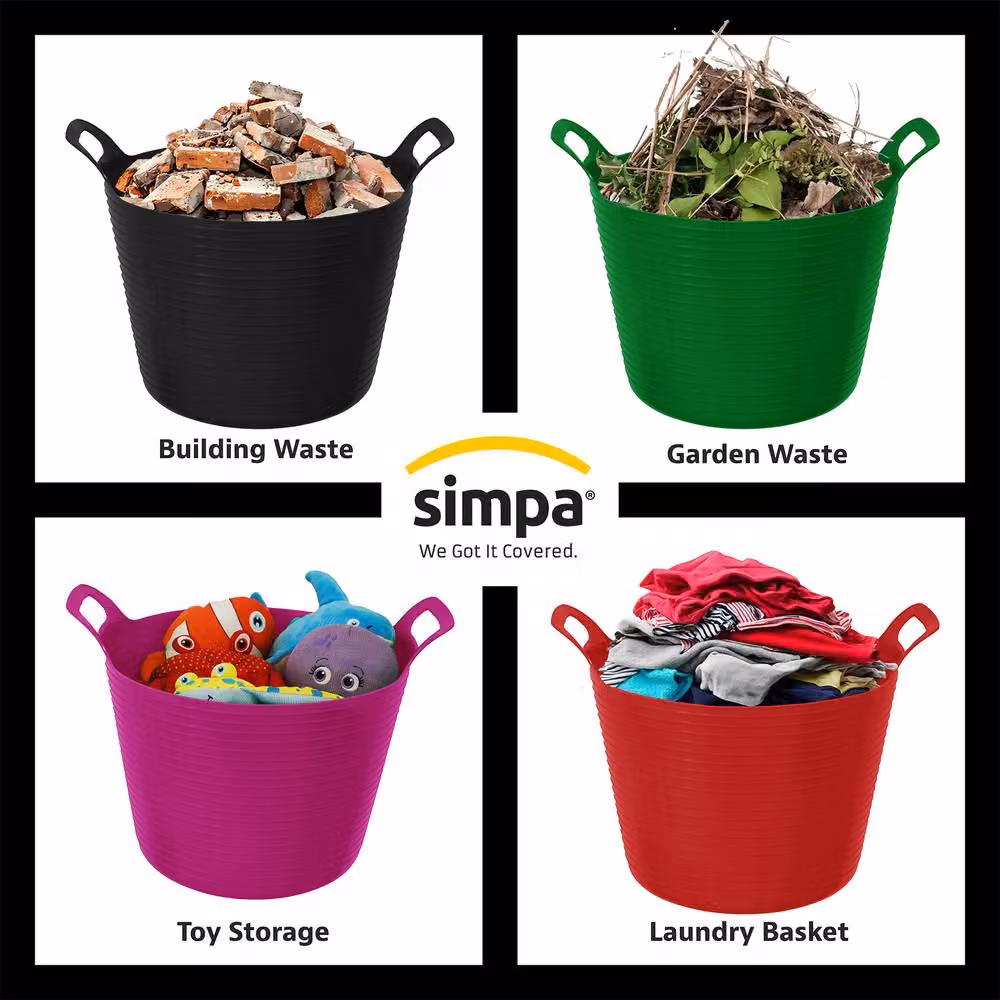 Simpa Durable Plastic Multipurpose Flexi Tub, 42L, Yellow – 2
