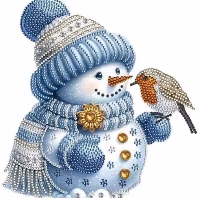 Syntego Snowman and Robin Diamond Art Painting Kit in Multicolour and White