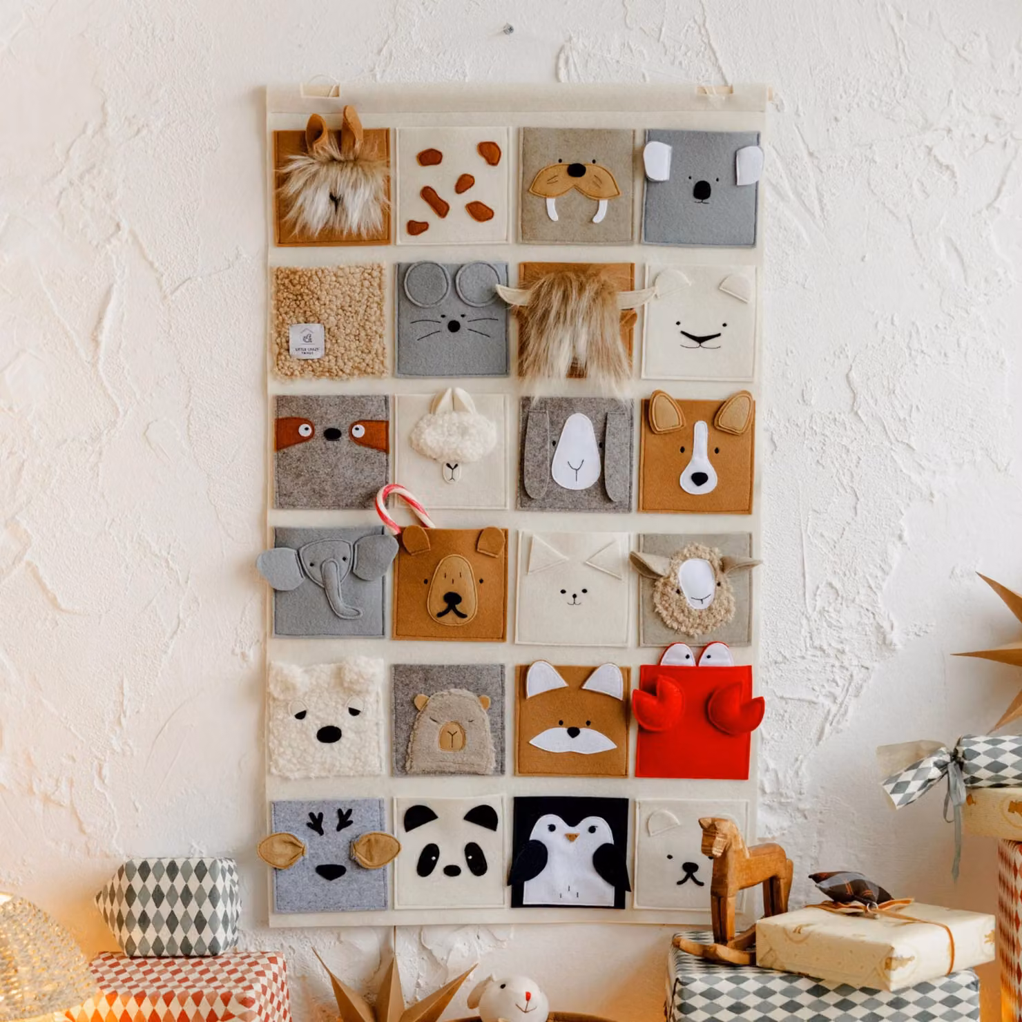MiniCamp Felt Pocket Wall Organiser with Animal Design, Multicolour, W/D/H: 24.0 x 13.0 x 13.0 cm – 2
