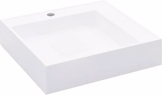 Berkfield Home Square Mineral Cast Wash Basin, White, W/D/H: 50 x 50 x 12.3 cm – 1
