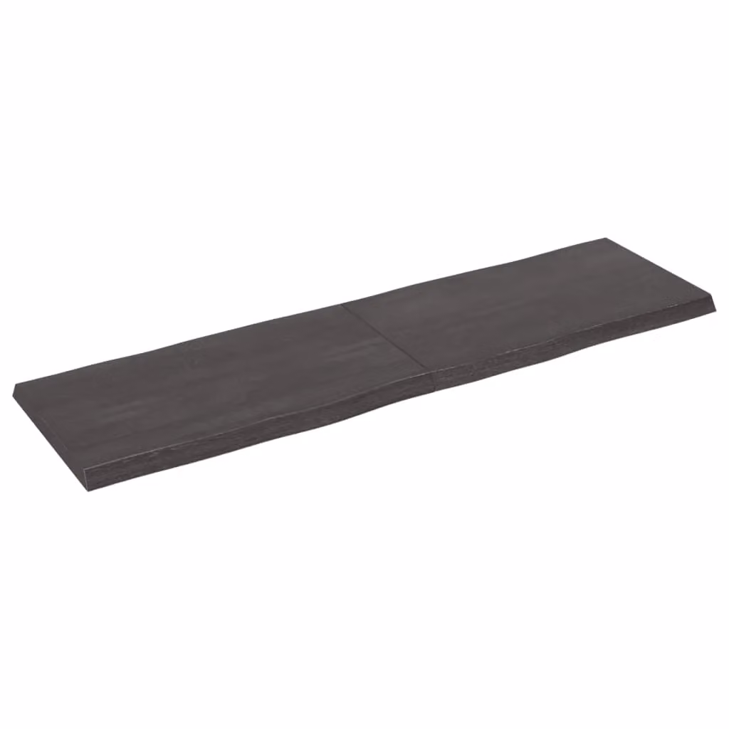 Berkfield Home Dark Grey and Brown Treated Solid Wood Live Edge Table Top Countertop W: 140 cm, D: 40 cm, H: 2-4 cm – 2