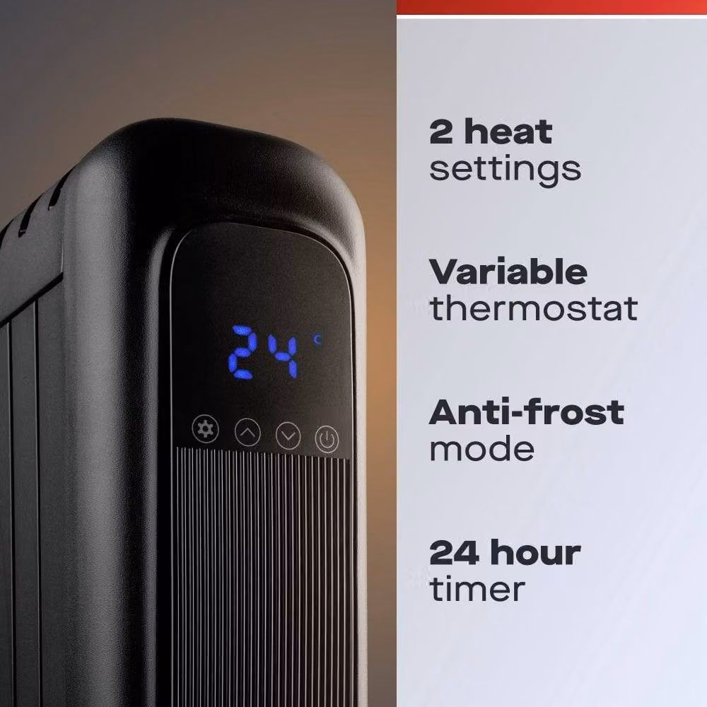 Daewoo 2000W Oil-Free Convector Radiator with LED Display and Remote Control in Black – 2