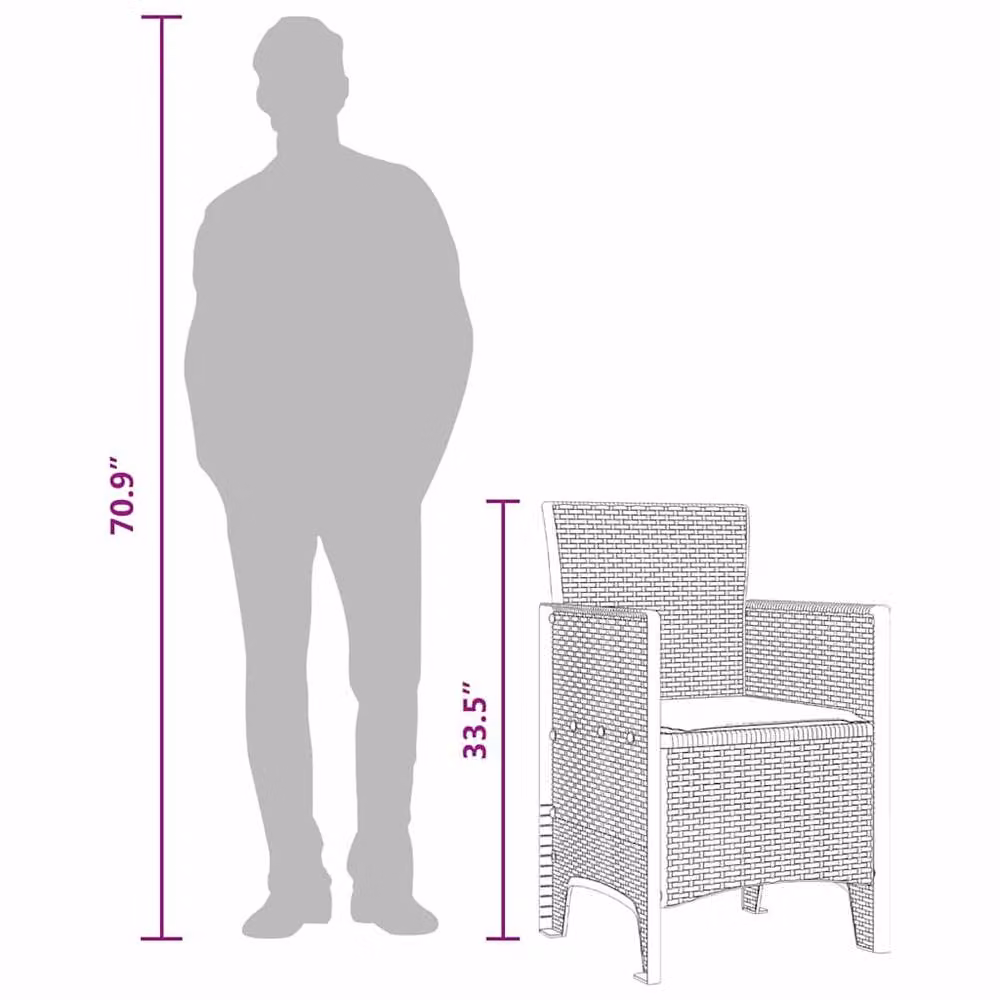 Berkfield Home Set of 4 Modern Garden Chairs in Anthracite and Taupe Polypropylene Resin – 6