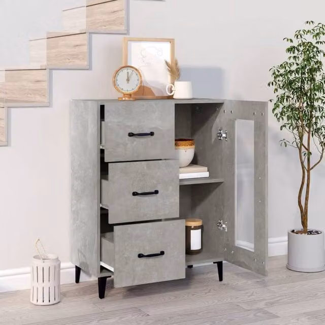 Berkfield Home Sideboard in Concrete Grey, W/D/H: 69.5 x 34 x 90 cm – 1