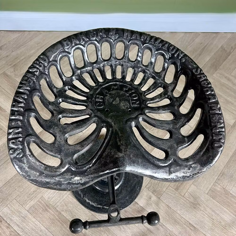 Elm Home And Garden Grey Cast Iron Tractor Seat Bar Stool for Kitchen, Pub or Cafe – 4