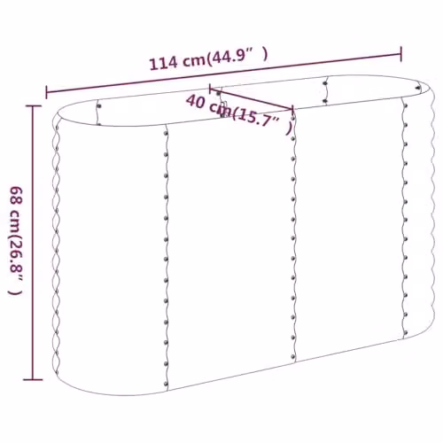 vidaXL Galvanised Steel Garden Raised Bed, Anthracite, W: 114 cm, D: 40 cm, H: 68 cm – 3