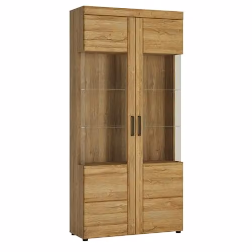 Furniture To Go Cortina Tall Wide 2-Door Glazed Display Cabinet, Brown, W: 92.8 cm, D: 37.4 cm, H: 195.0 cm – 2
