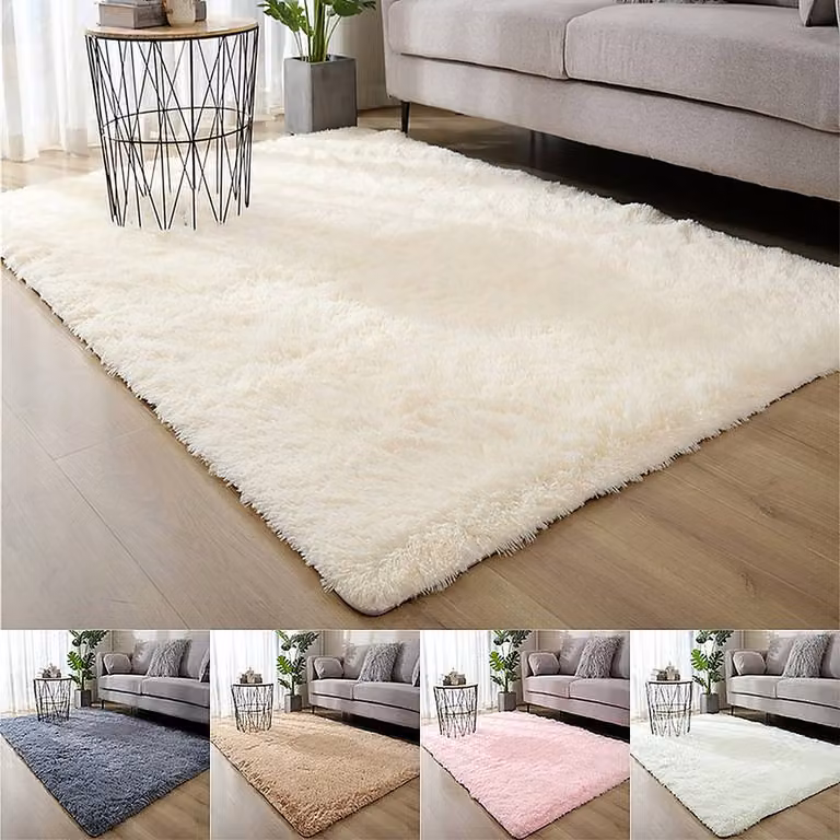 YnysTec Large Shaggy Rug in Beige, Soft Fluffy Anti-Slip Carpet for Living Room or Bedroom, W: 80 cm, L: 160 cm