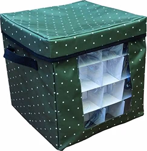 St Helens Home & Garden Bauble Storage Box in Green and Transparent, W/D/H: 30.5 x 30.5 x 30.5 cm – 1