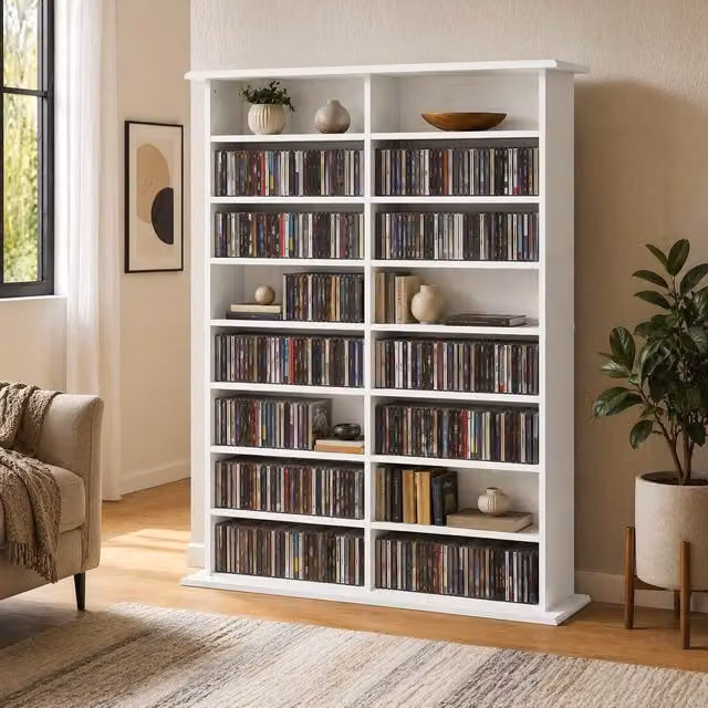 STILVORA White CD Storage Unit with Adjustable Shelves – 1