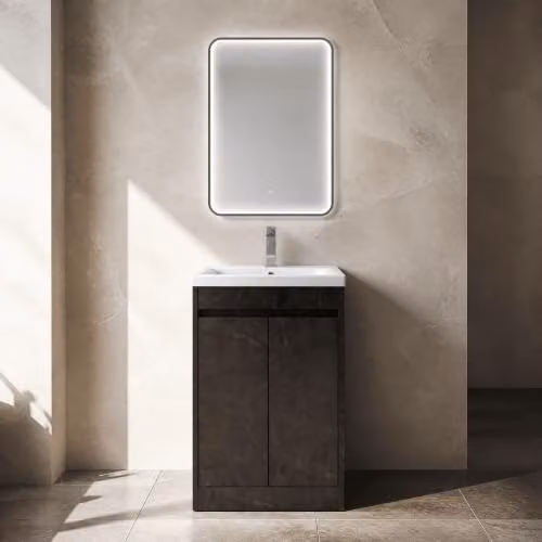 Balterley Modern 2 Door Freestanding Bathroom Vanity Unit with Mid Edge Basin in Metallic Slate Grey, W/D/H: 52 x 39.5 x 83.5 cm – 5