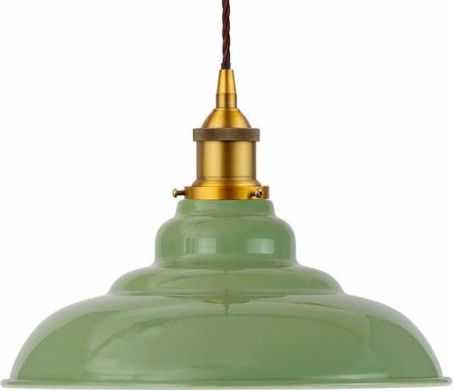 SE Home St Edmund's Pendant Light in Mint Green with Antique Gold and Brown Twisted Details