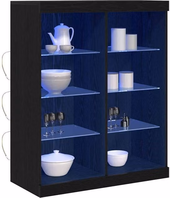 Berkfield Home Modern Black Oak Sideboard with Integrated LED Lights W/D/H: 41 x 37 x 100 cm – 1