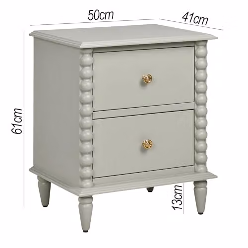 Statement Furniture Cromwell Bedside Table with 2 Drawers in Green, Beige and Gold, W: 50 cm, D: 41 cm, H: 61 cm – 2
