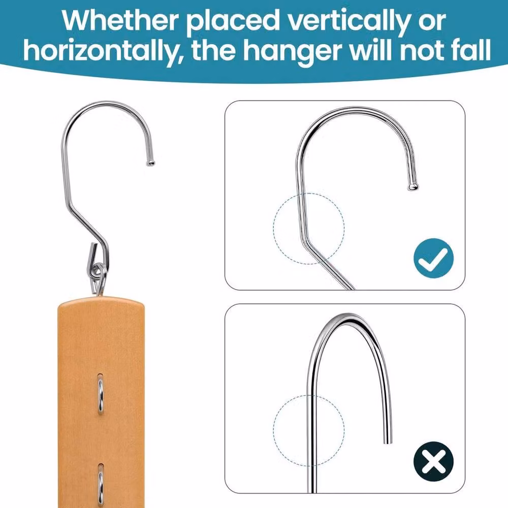 SPETLEK 4 Pack Brown Wooden Space Saving Hangers with 360 Degree Swivel Hook – 3
