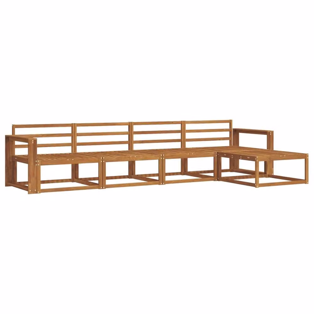 Berkfield Home 5-Piece L-Shape Outdoor Sofa Set in Brown Solid Acacia Wood – 2