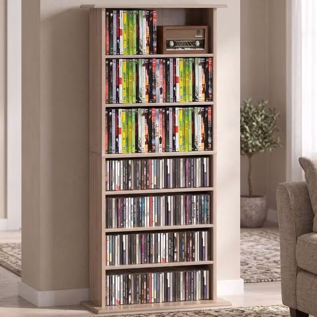 ERGOVEXA 360 CD Storage Unit in White with Adjustable Shelves and Media Compartments – 1