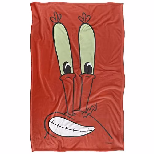 LOGOVISION Nickelodeon Spongebob Mr Krabs Face Super Soft Silky Fleece Throw Blanket, Multicolour and Red