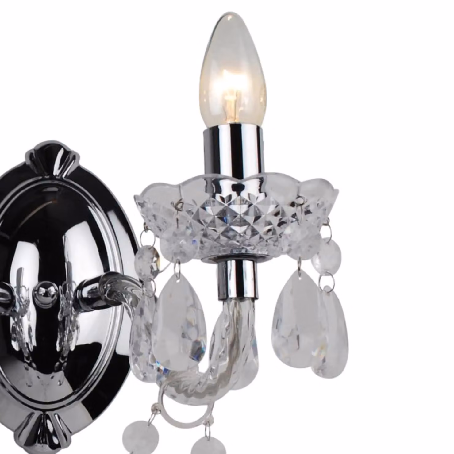 First Choice Lighting Marie Therese Style Wall Light Set of 2, Clear and Chrome – 3