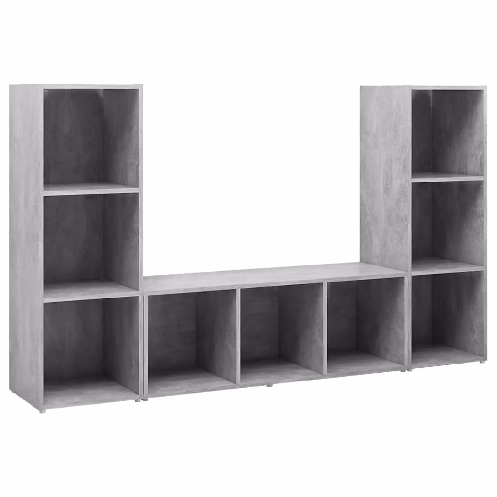 Berkfield Home 3-Piece TV Cabinet Set in Concrete Grey, W/D/H: 107 x 35 x 37 cm – 2