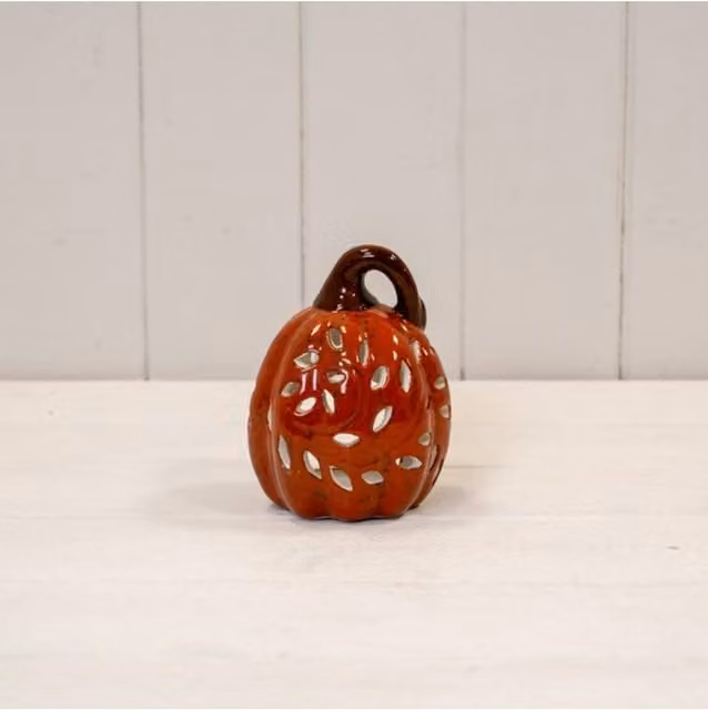 KDMD Orange Ceramic Pumpkin Tealight Holder