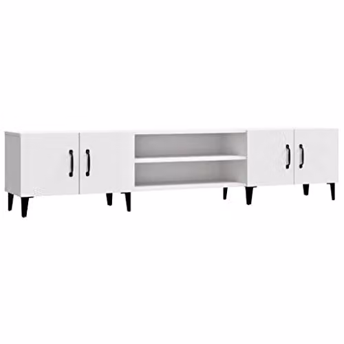 vidaXL Modern White TV Cabinet with Media Compartments, W/D/H: 180 x 31.5 x 40 cm