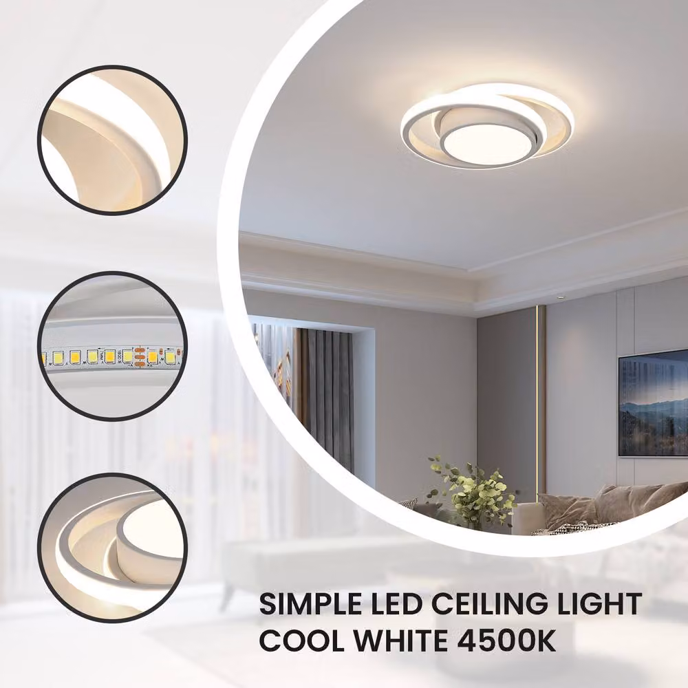Pheashine Double Round LED Ceiling Light, 32W, Black and White – 2
