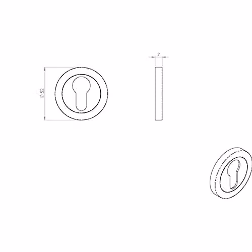 Loops Round Euro Profile Escutcheon in Brushed Silver Stainless Steel, 52mm Diameter, Concealed Fix – 2