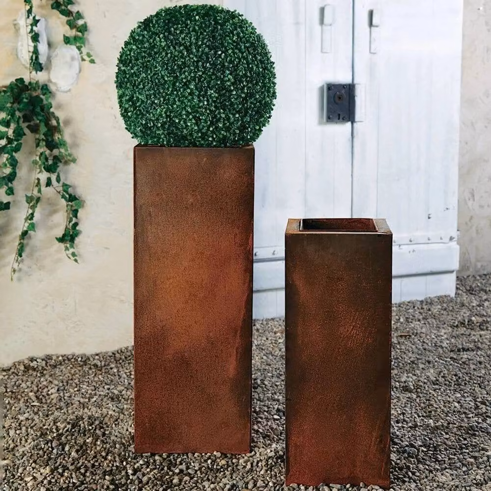 Havendro Brown Corten Steel Metal Garden Planter Tub, Height: 60 cm, Width: 30 cm, Depth: 30 cm – 5