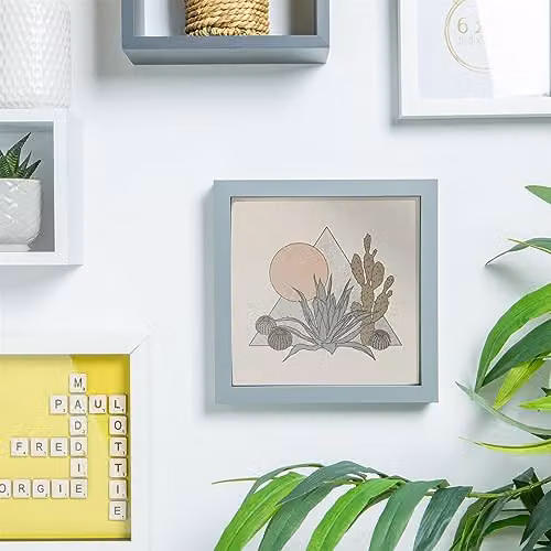 Nicola Spring Grey Square 3D Shadow Box Photo Frames, Pack of 5, W/D/H: 17.5 x 17.5 x 3.5 cm – 2