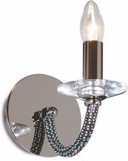 Netlighting Elena Wall Lamp with Switch in Black Chrome and Crystal