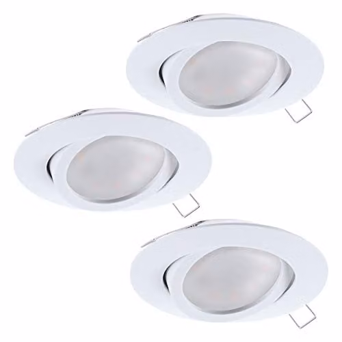 Loops 3 Pack White Aluminium Round Flush Ceiling Downlights with 5W GU10 Bulbs