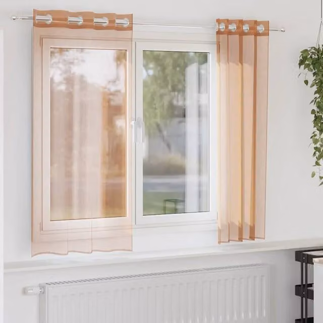 Berkfield Home Voile Fabric Panel Curtains with Eyelets, 2 Pack, Orange