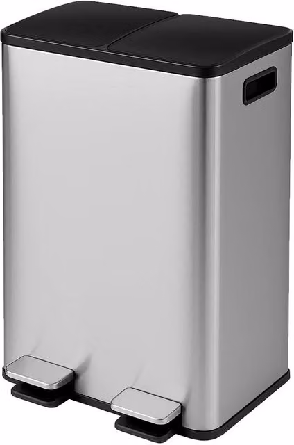 Toque 60L Stainless Steel Pedal Dustbin with Soft Close and Removable Inner Bucket in Silver – 1