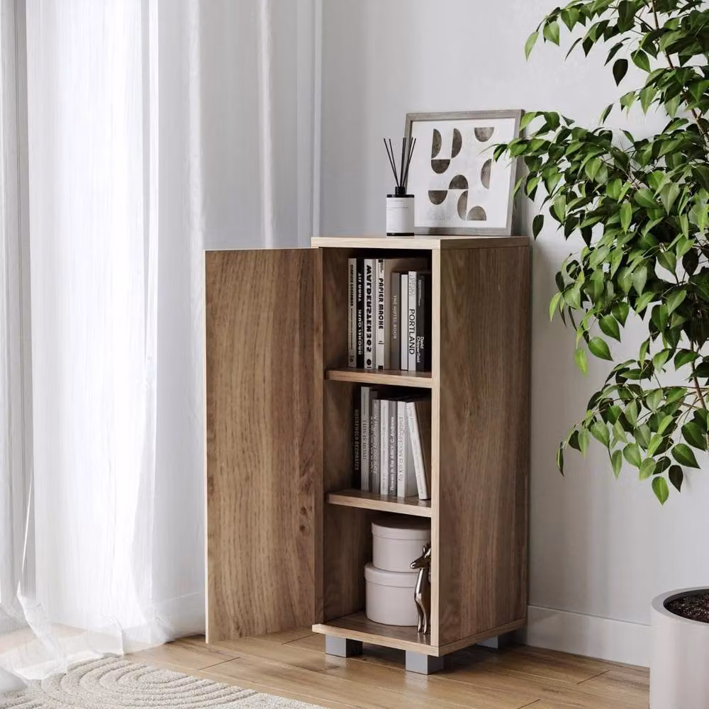 Havendro Modern 1 Door Wooden Corner Storage Cabinet in Light Oak Brown – 3